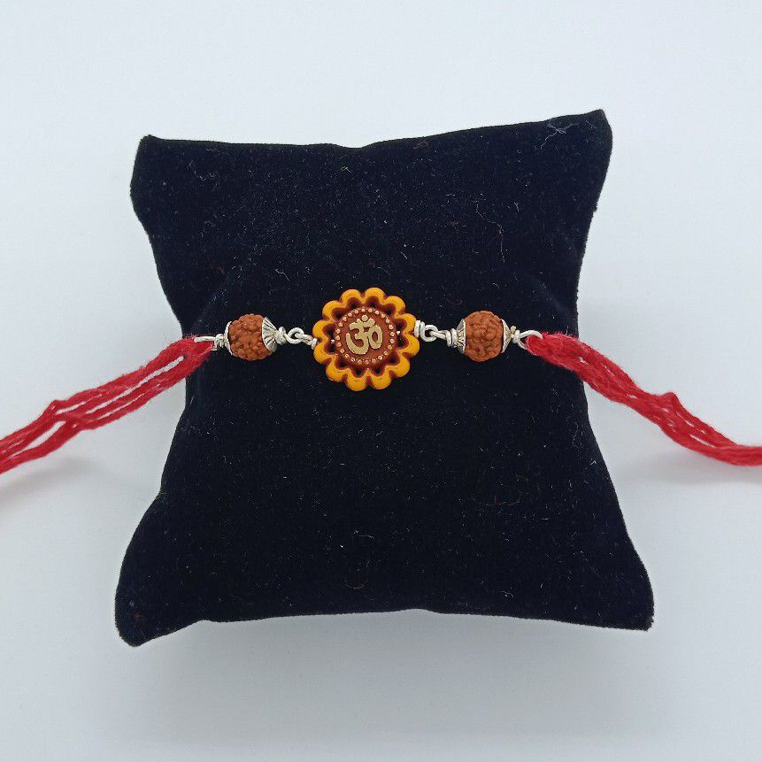 silver rudrax design rakhi