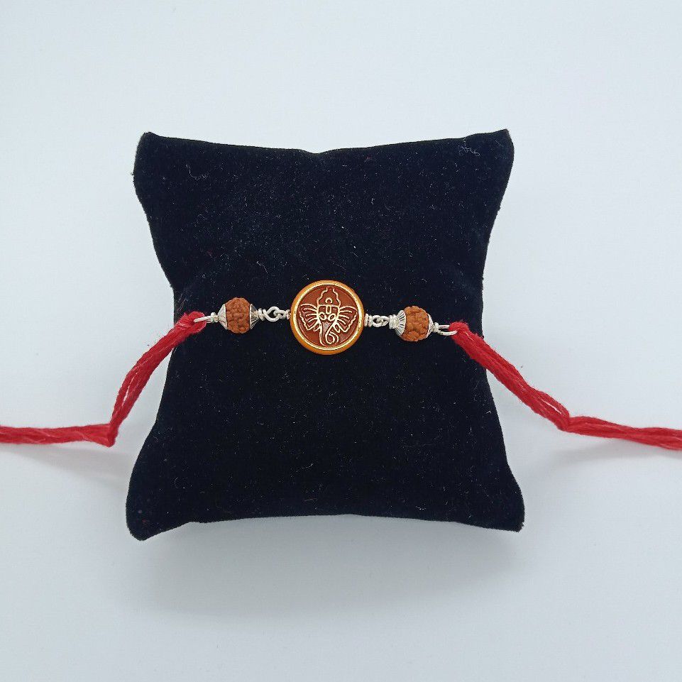 Silver rakhi ganpati design