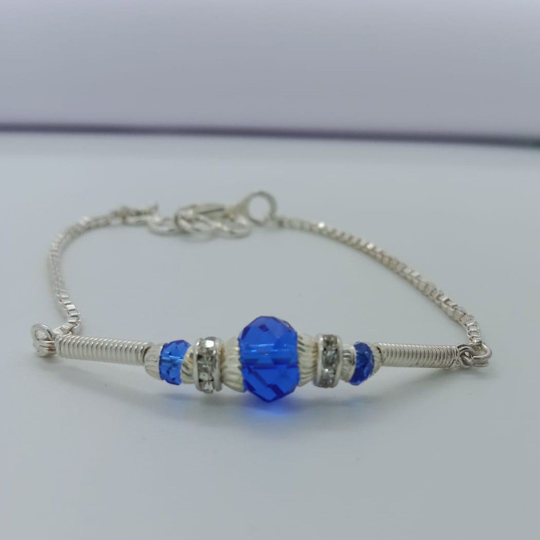 800 silver blue stone rakhi