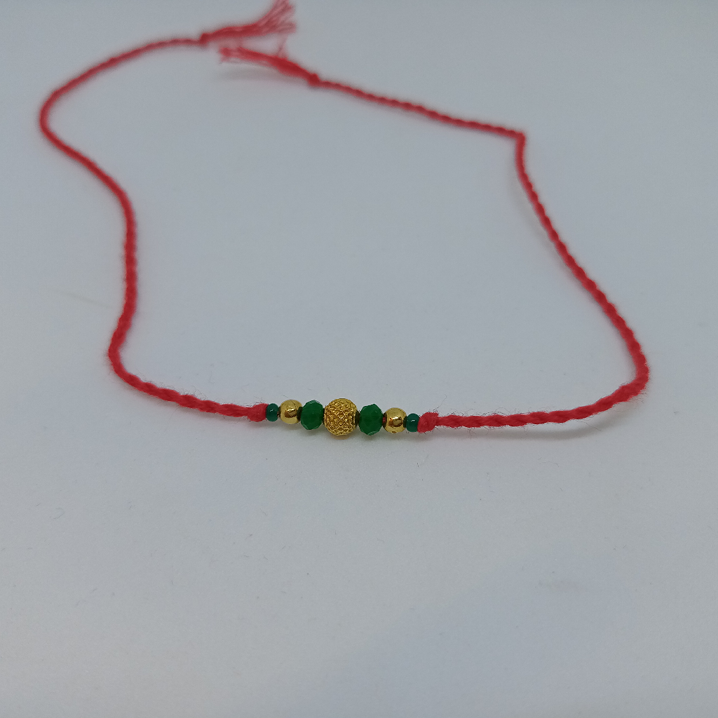 Gold rakhi design muli-color pearls