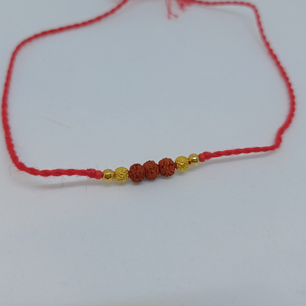 Gold Rakhi 3 Rudraksha Design