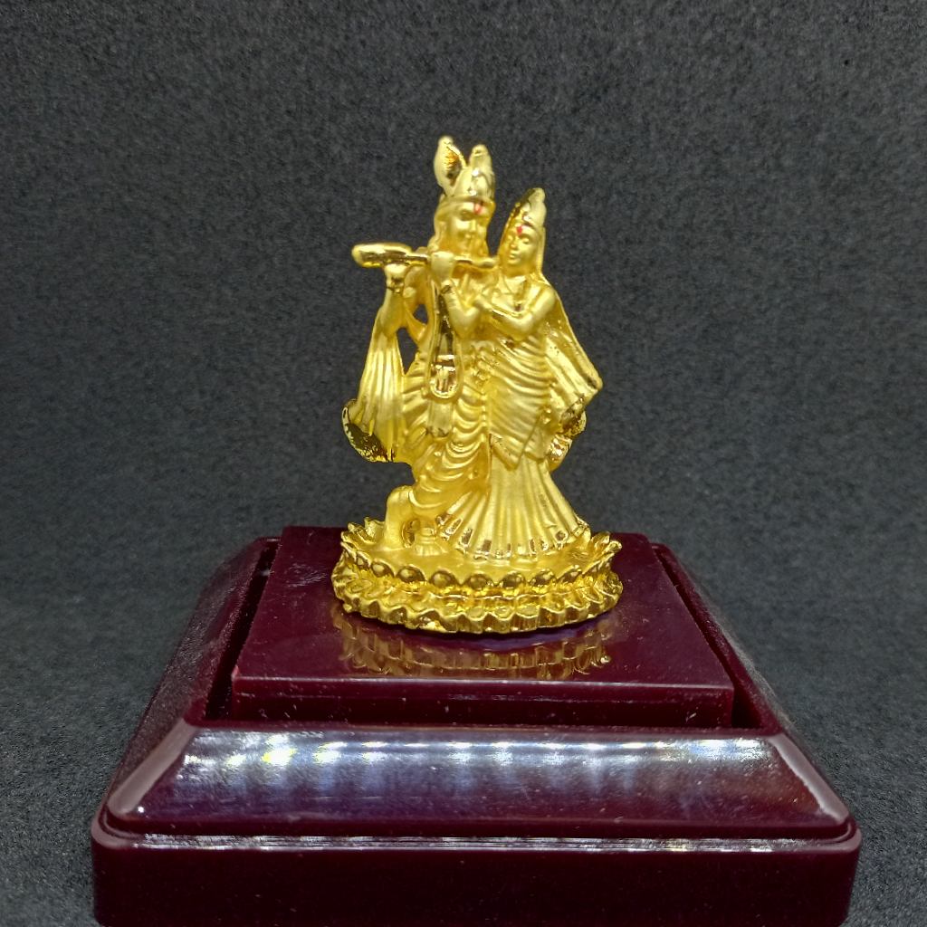 Silver Showpiece Radhe Krishna With Golden Polish