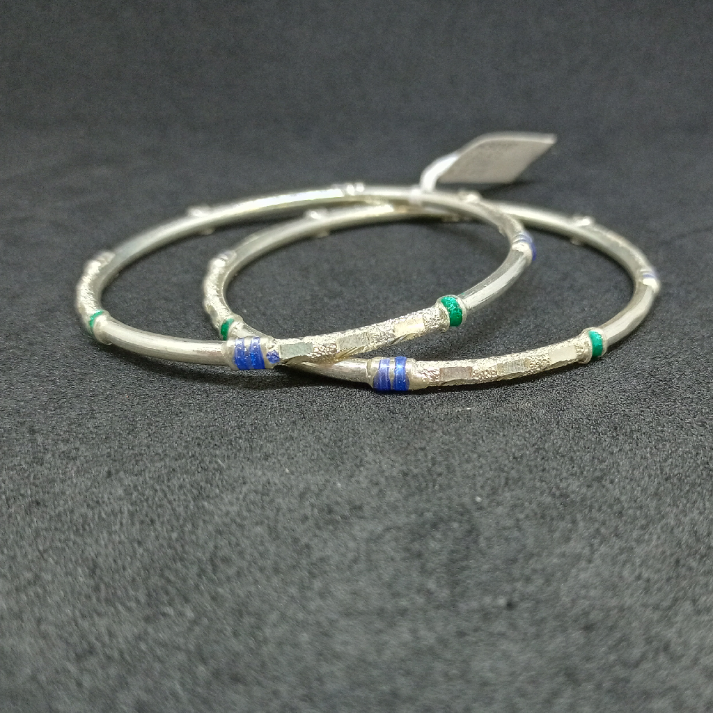 92.5 silver bangles blue and green Design