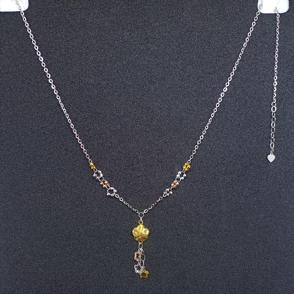 92.5 silver necklace micro chain flower piece golden colour