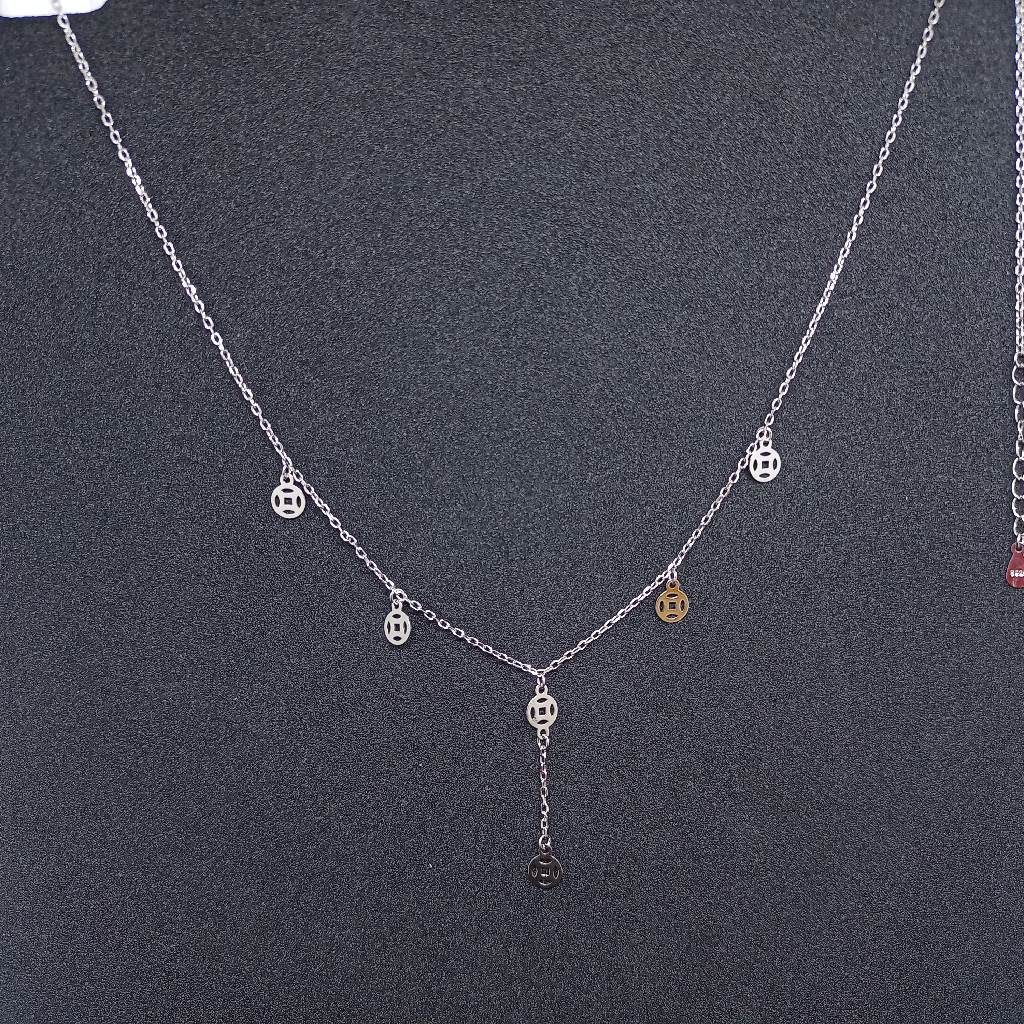 92.5 silver necklace micro chain circle design