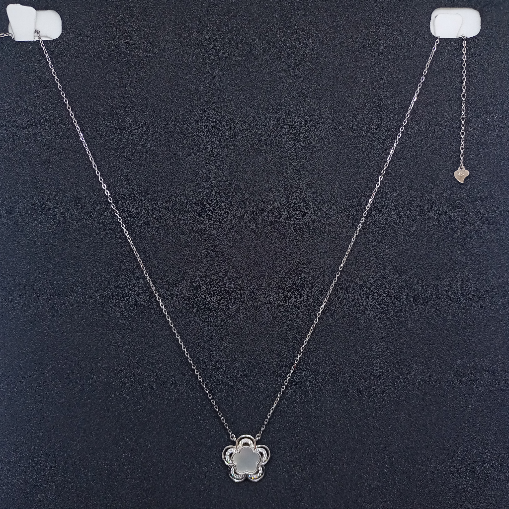 92.5 silver necklace flower piece micro chain