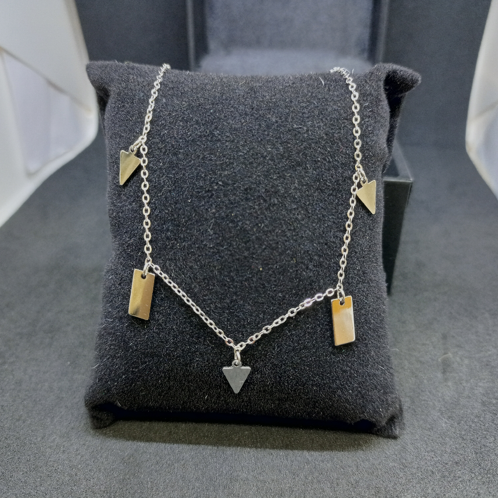 92.5 silver Rhombus Pendant Necklace