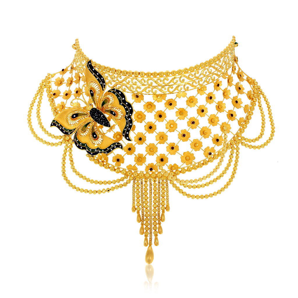 Gold butterfly chokar necklace