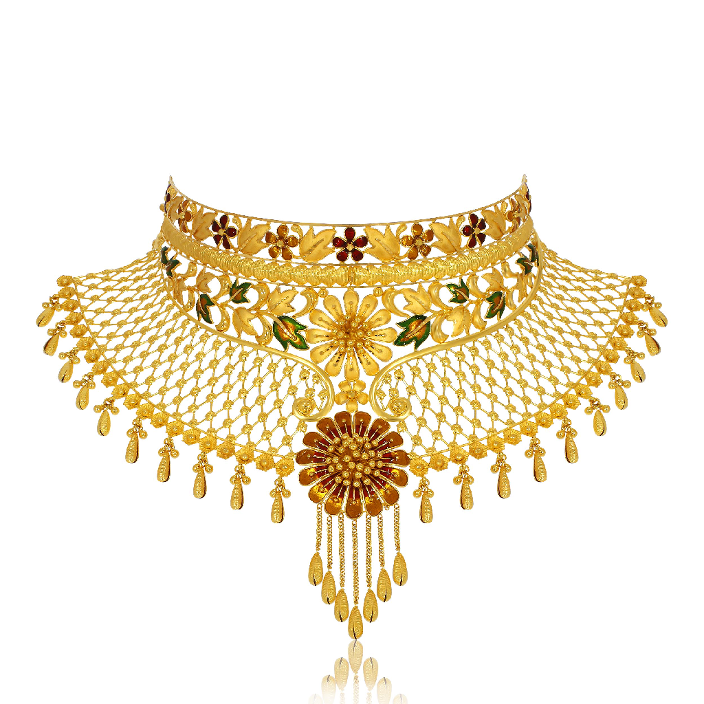 Gold gujrati design chokar set