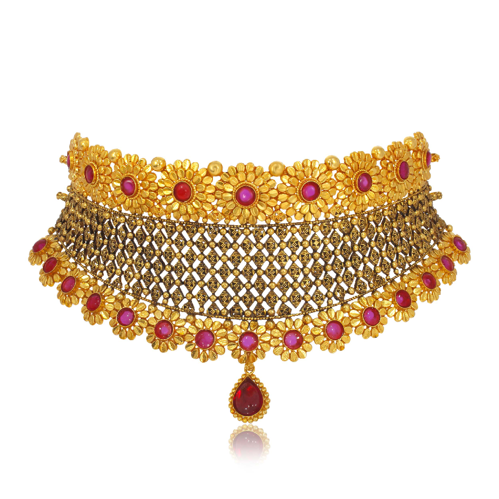 Gold chokar set necklace antique