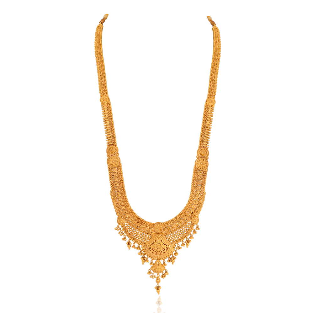 Gold long necklace 22 k hallmark