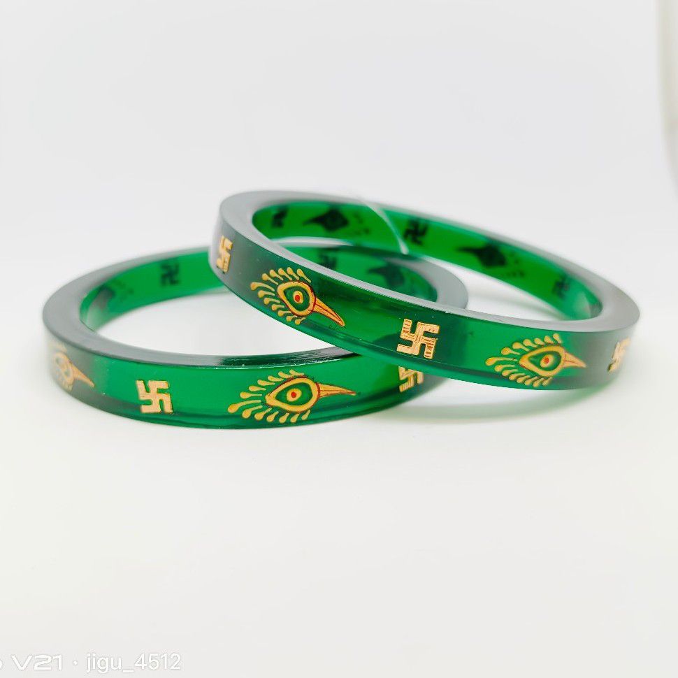 Swastik design green colour chudi