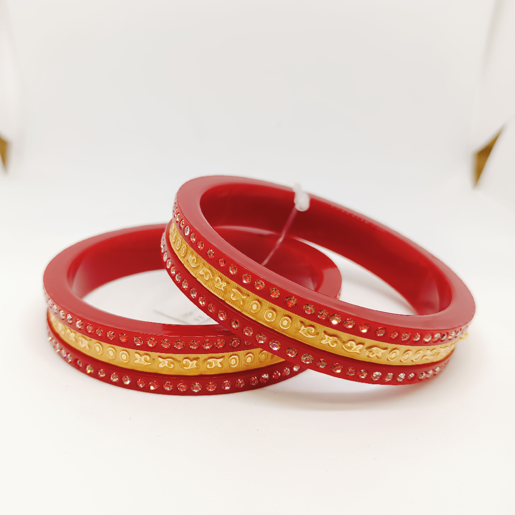 Gold ras chudi red colour