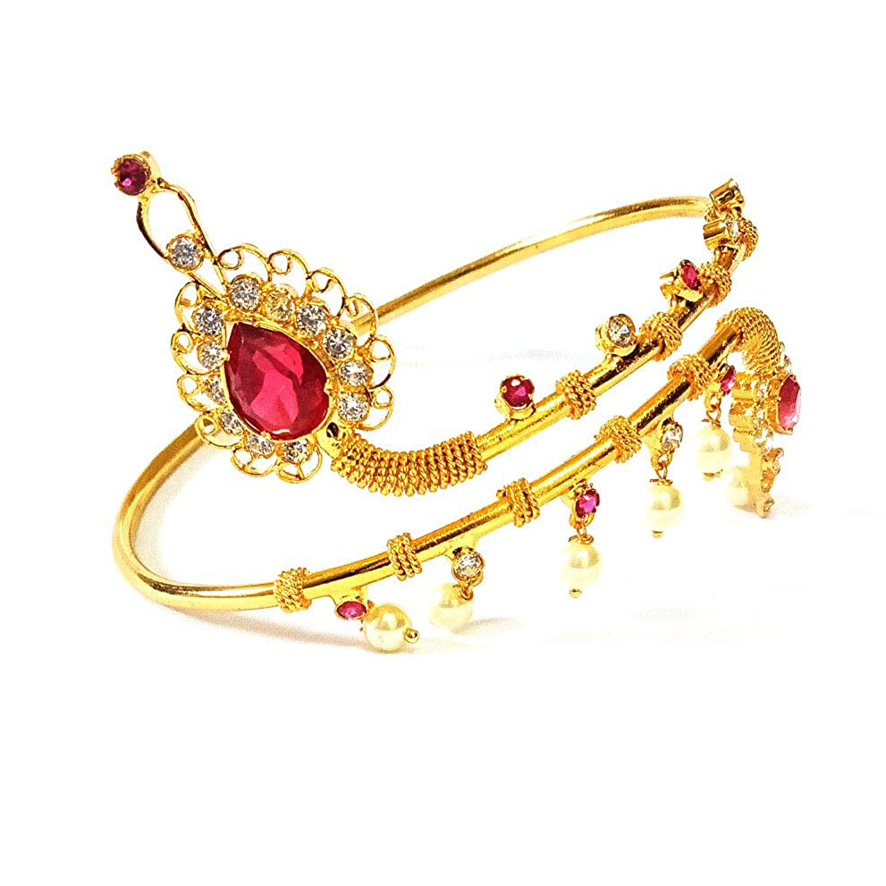 916 Gold Pink Stone Bajubandh