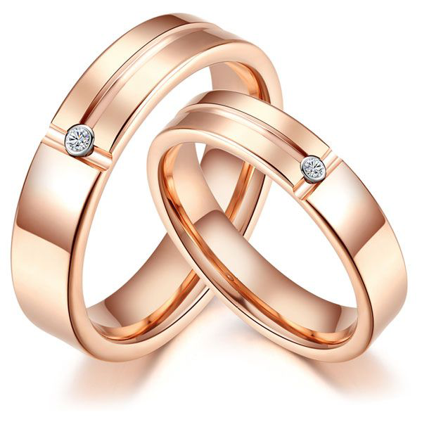 Couple bands rose gold