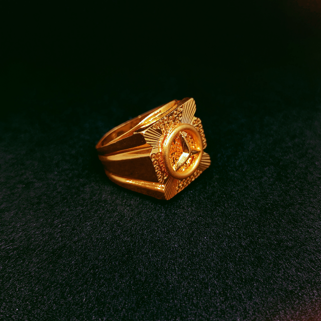 916 Gold mercedes logo ring