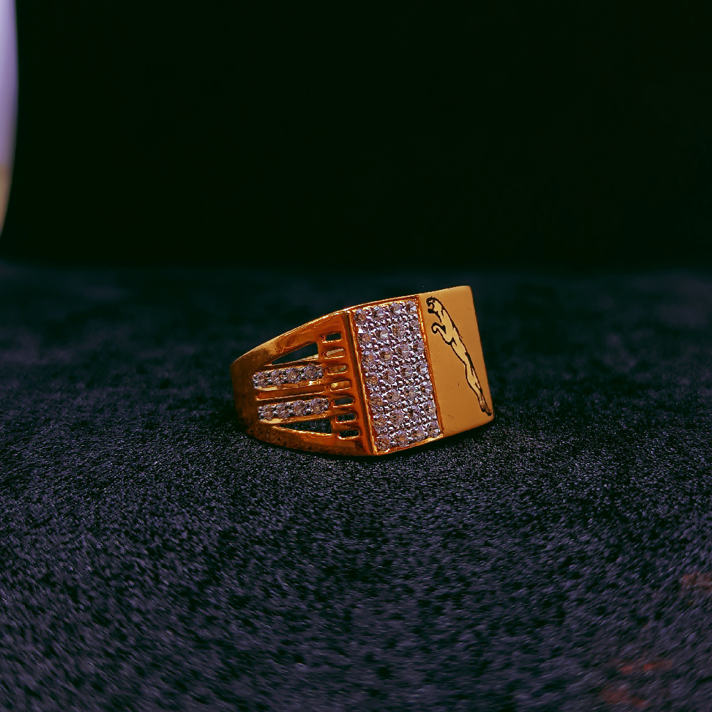 22k gold cz jaguar icon ring