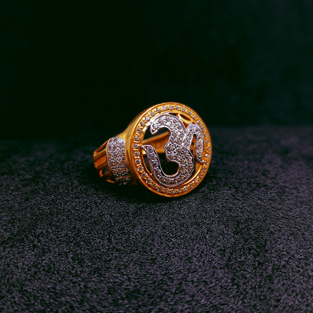916 gold cz om design ring