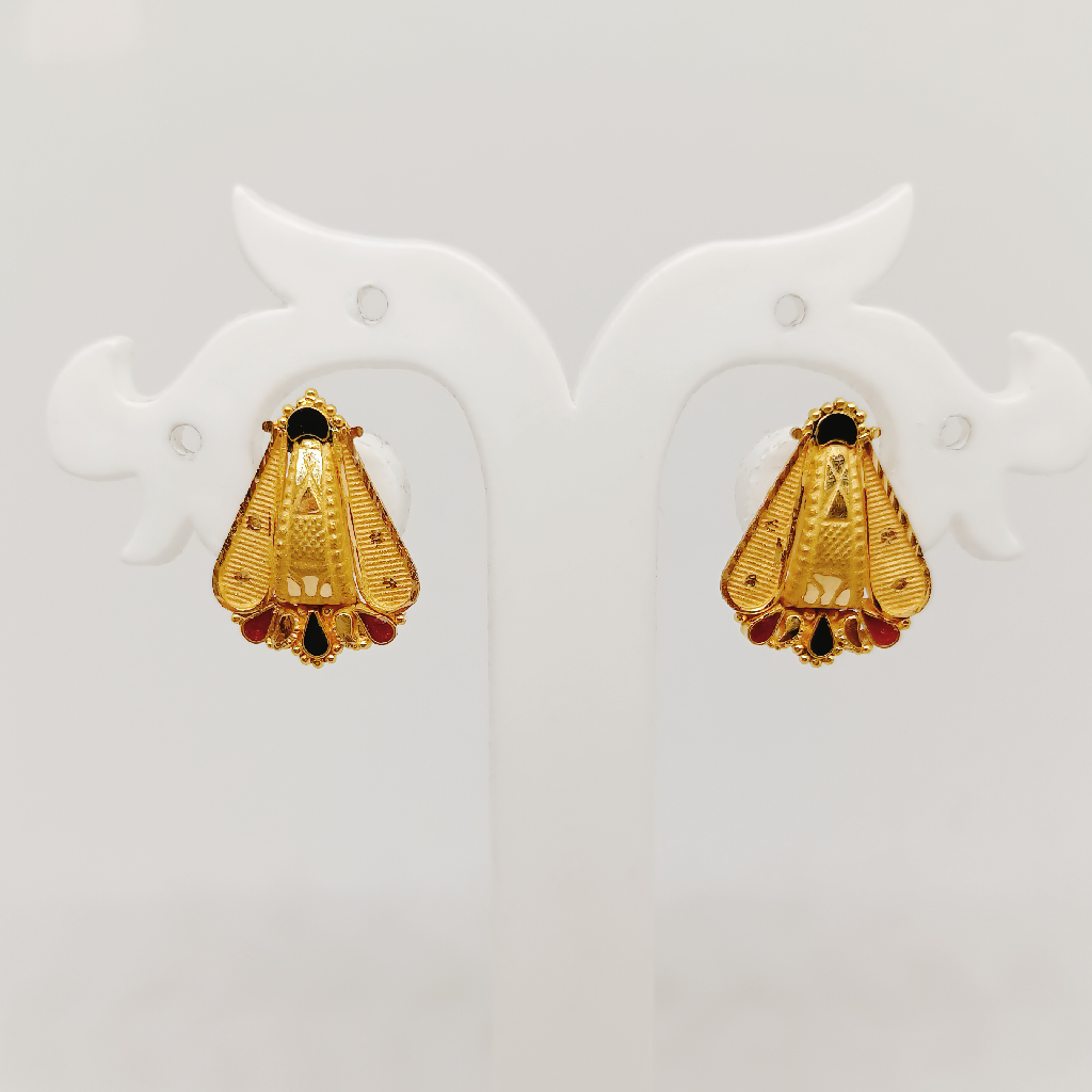 22k Gold with color tops earrings