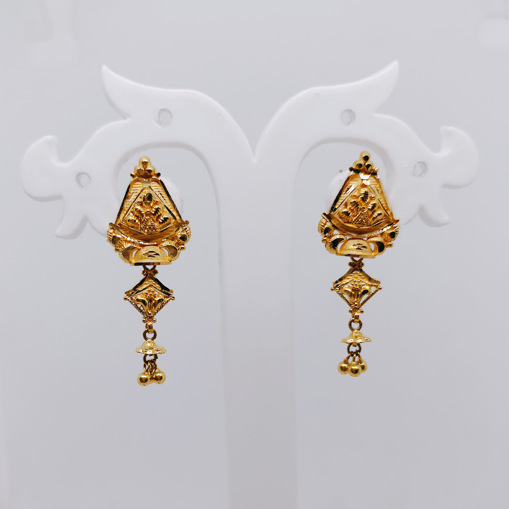 22k plain gold kalkatti design Earrings