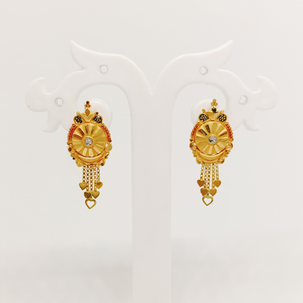 gold fency earrings for female