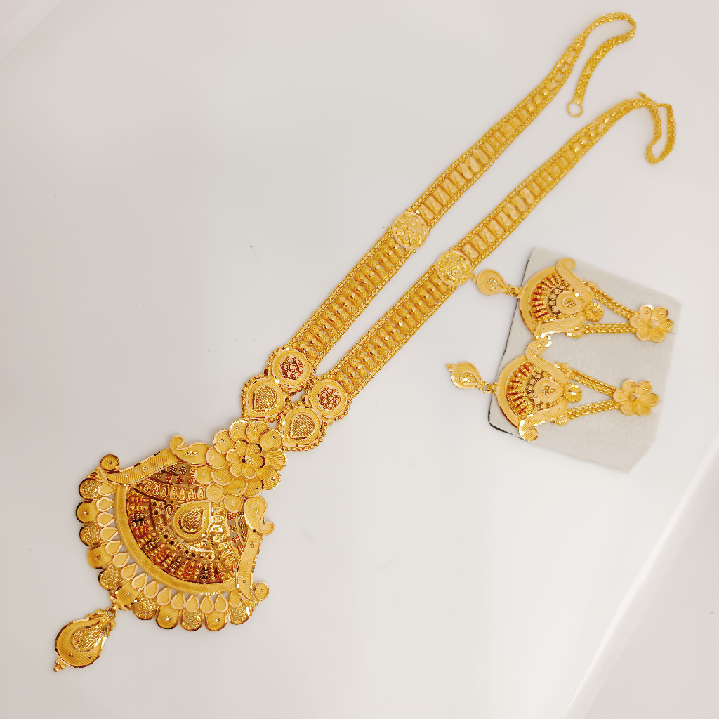 22k gold long rani haar necklace set