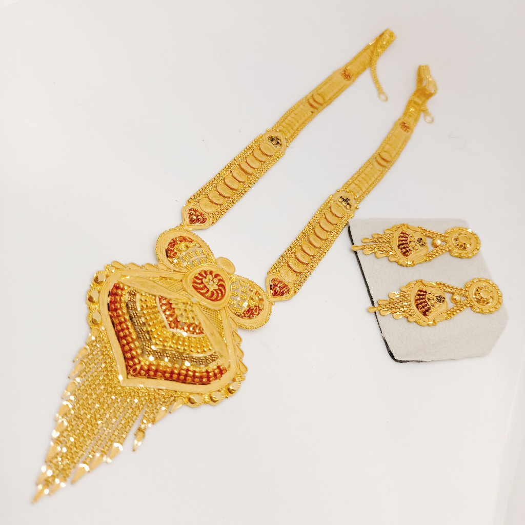 916 gold bridal long necklace set