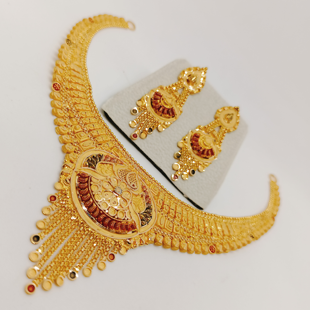 916 gold red meenakari Necklace set