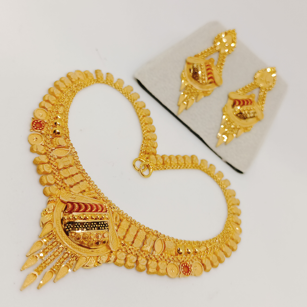 916 gold with red and black color Necklace set