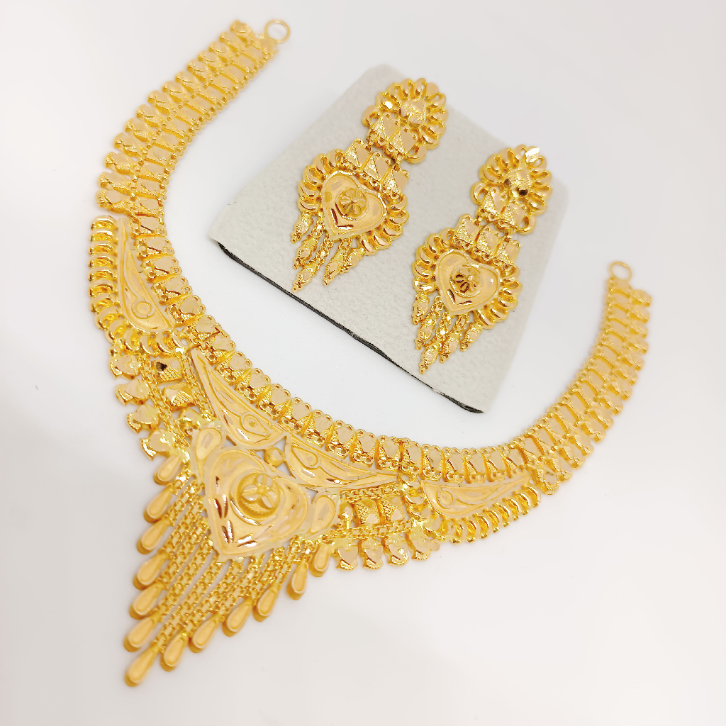 916 plain gold Necklace set