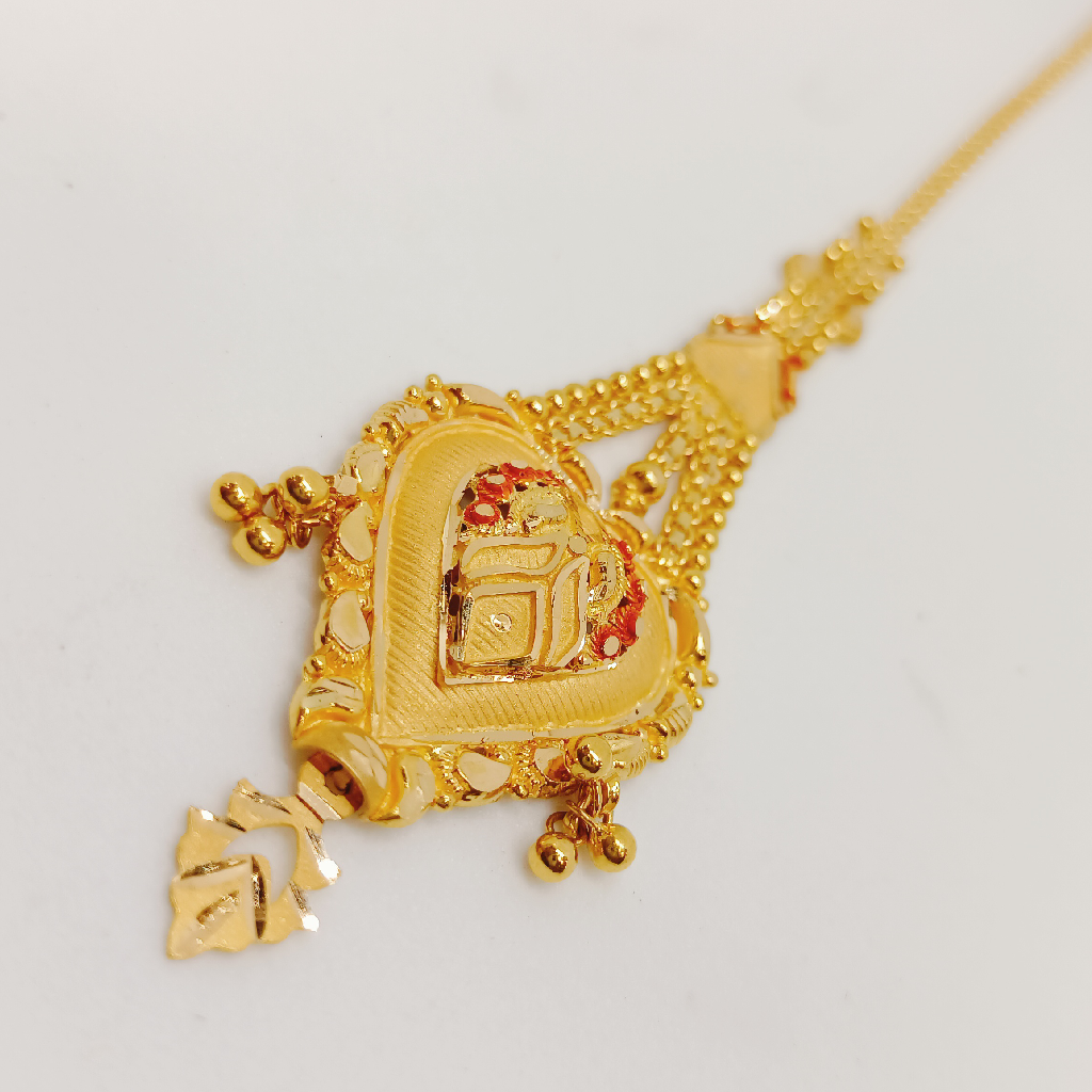 916 Gold Design with red color Maang Tikka