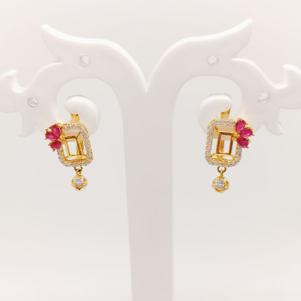20k gold pink choki stone earring