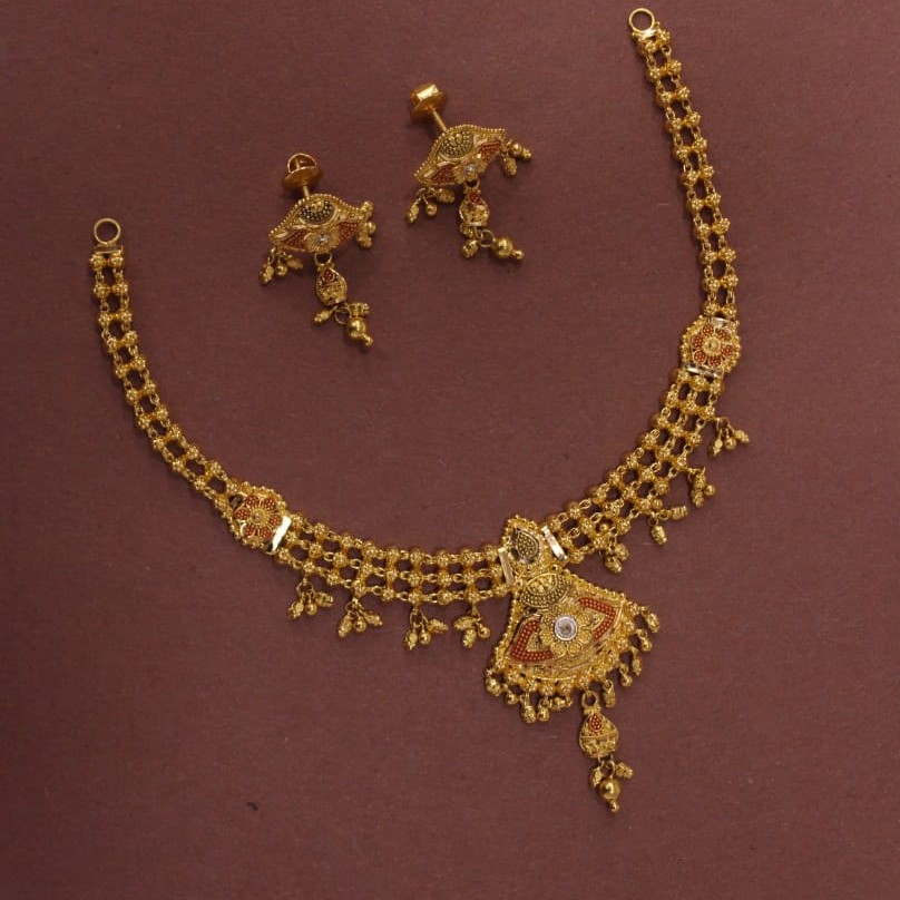 22kt/916 yellow gold elegant assorted necklace set for women