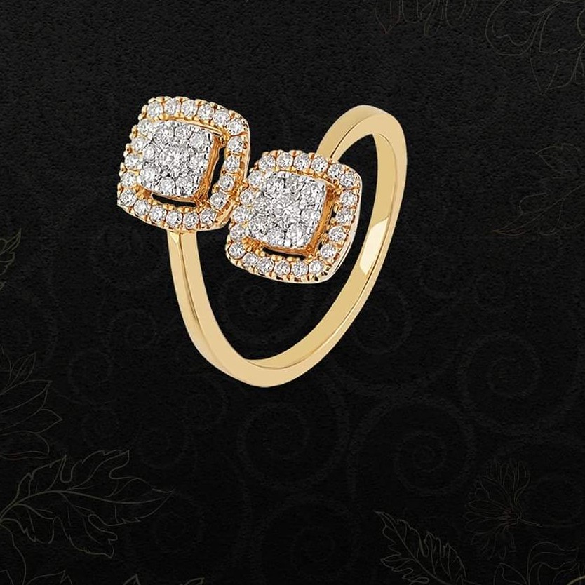 22KT yellow Gold square cross fitters ring for Women