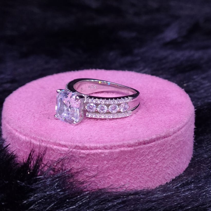 92.5 Sterling Silver Aakifah Cz Stone Ring For Women