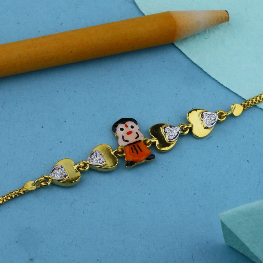 22Kt Yellow Gold Chota Bheem Cartoon Rakhi For Kids