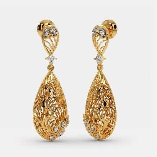 22KT  Yellow  Gold  Amelia  Lattice Earrings  For  Women