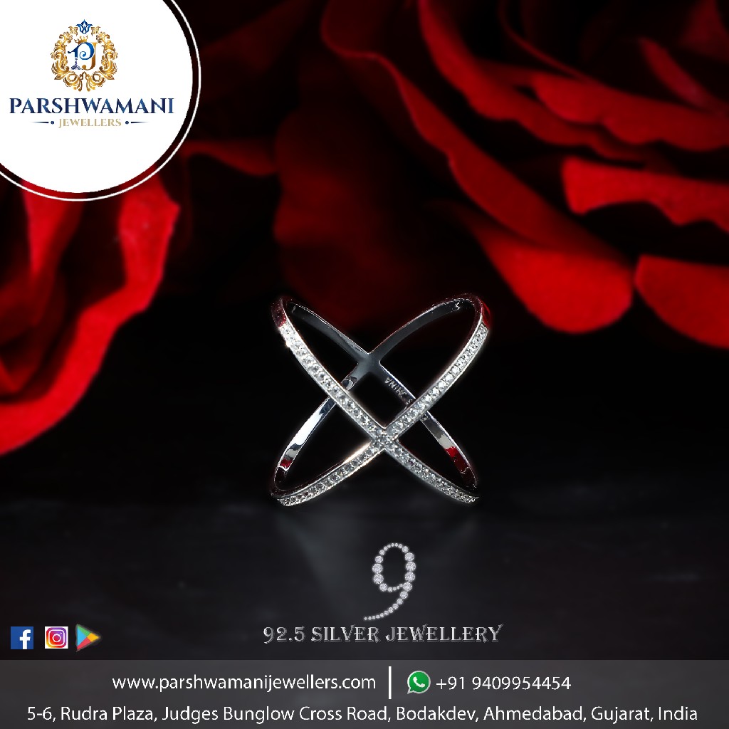 92.5 Sterling Silver Cz Fancy Ramola Ring For Women