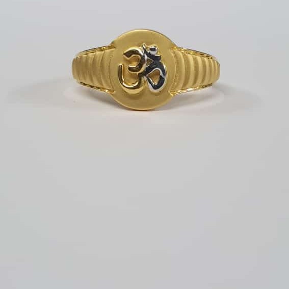 22Kt Gold Round Shape dull Polish Rodiyam om Ring for Men