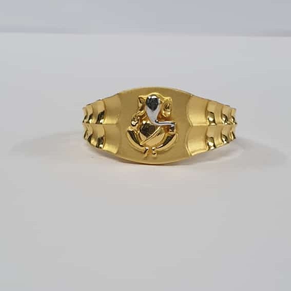 22Kt Gold Dull Polish Rodiyam Fancy Ganpati Jents Ring