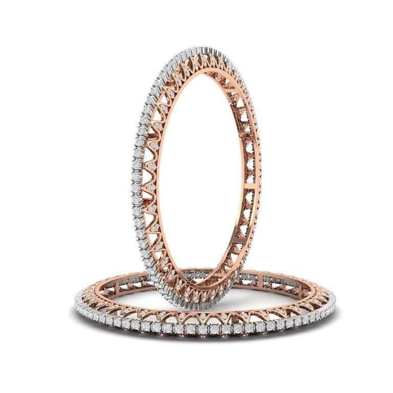 18KT Rose Gold Diamond Bangles For Women