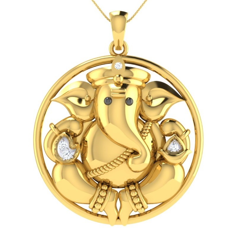 22KT Gold  Bhagvan Ganesh Pendent With Ladu