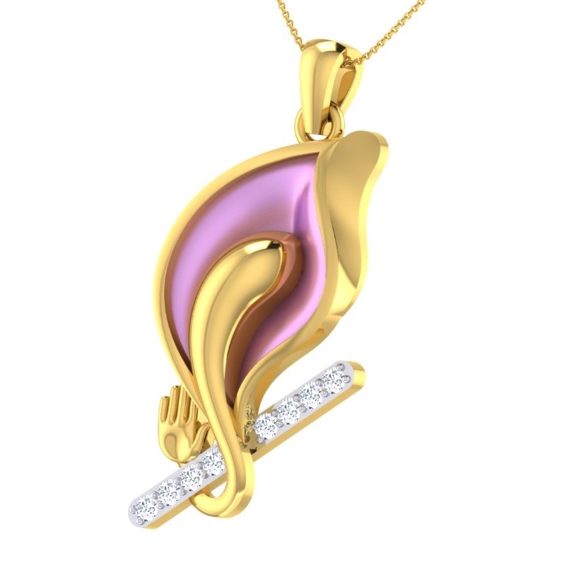 22KT yellow Gold Peacock Feeling Pendent With Flout