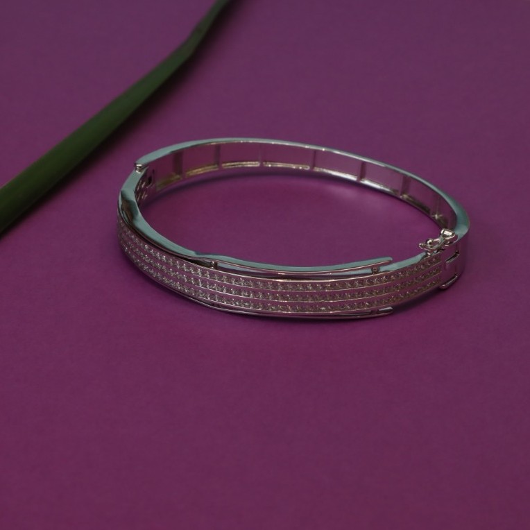 92.5  Sterling Silver Cz Rose Tone Brecelet For Women