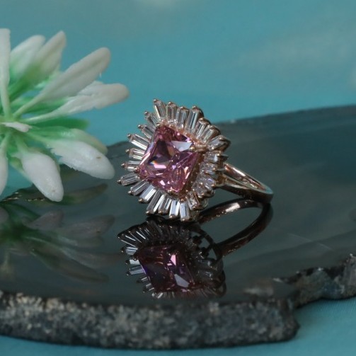 Sterling Silver Rose Gold Plated Marquise Finger Ring