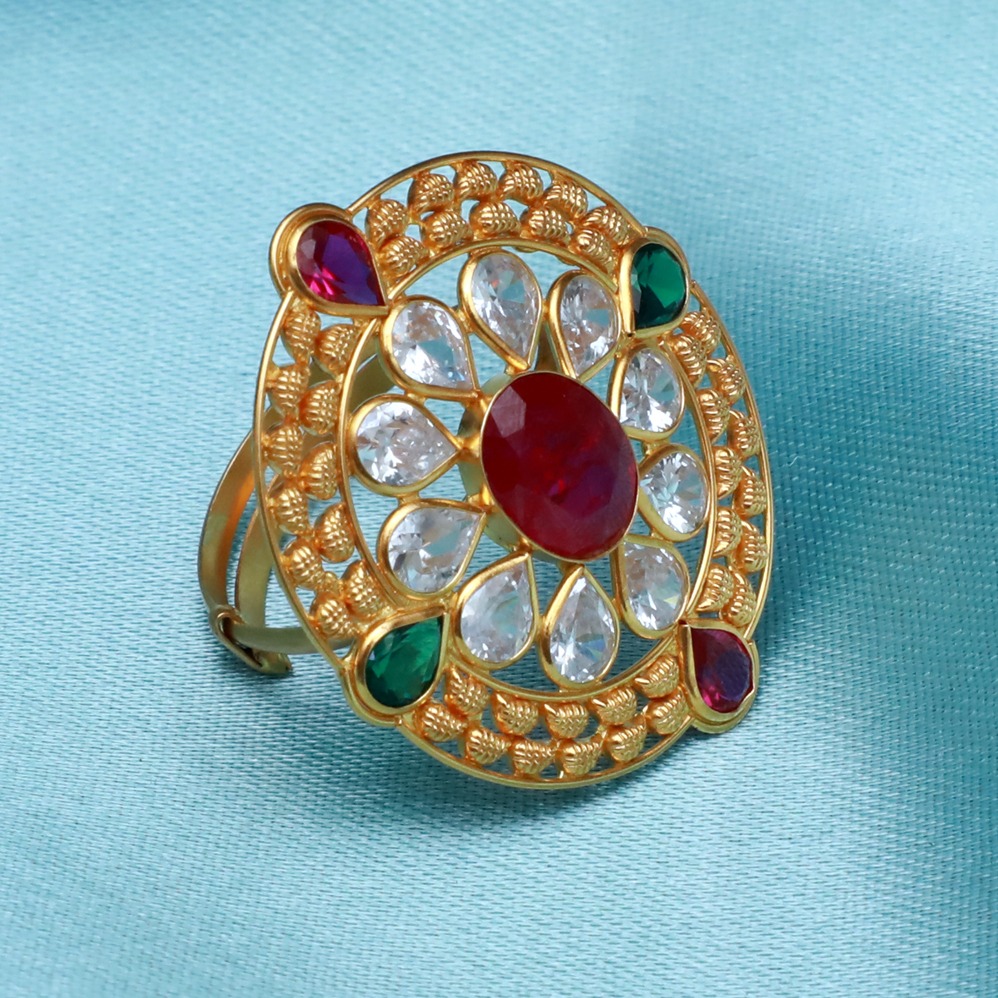 22KT Gold Attractive Color stone Ring PJ-R002