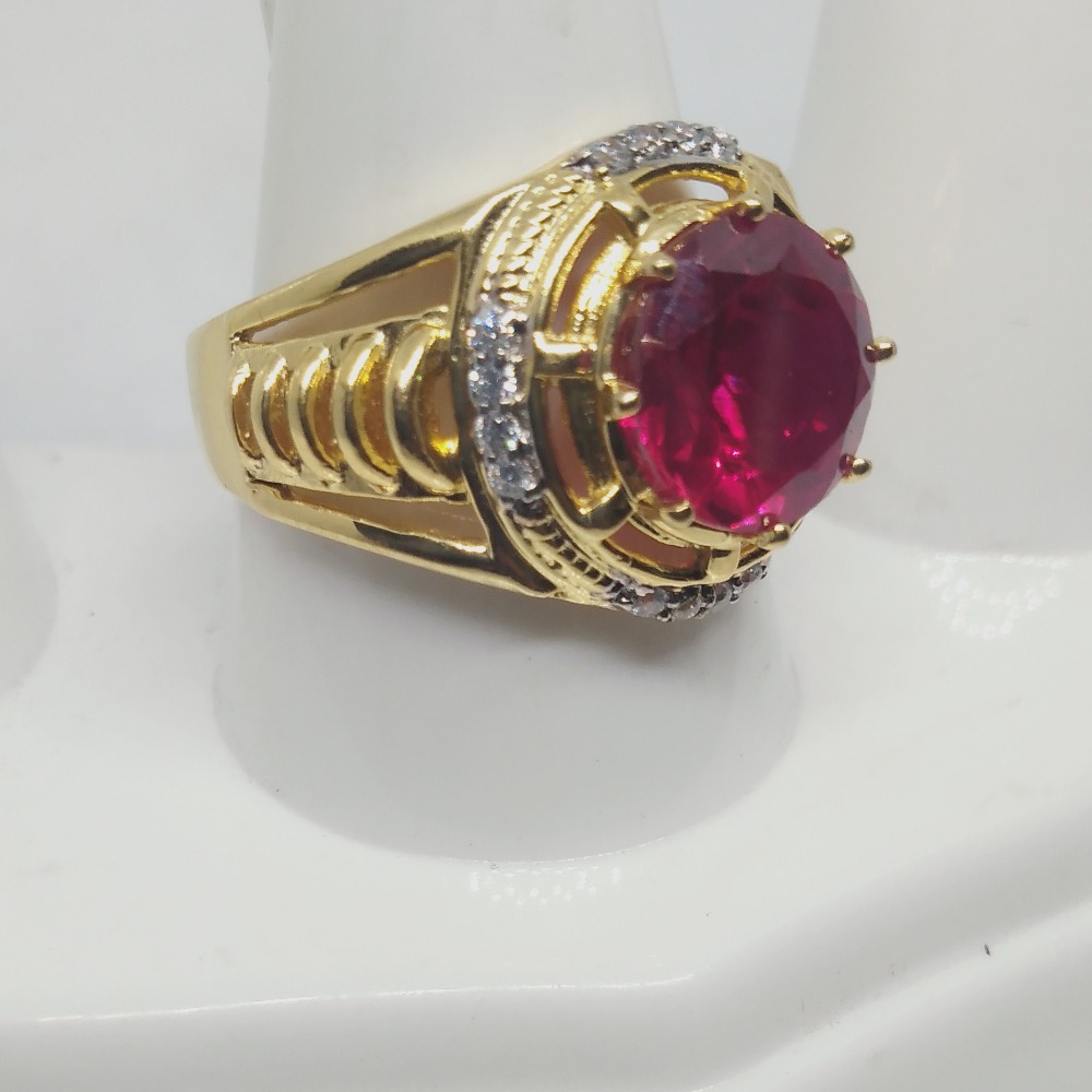 916 Gold Pink Stone Najrana Gents Ring