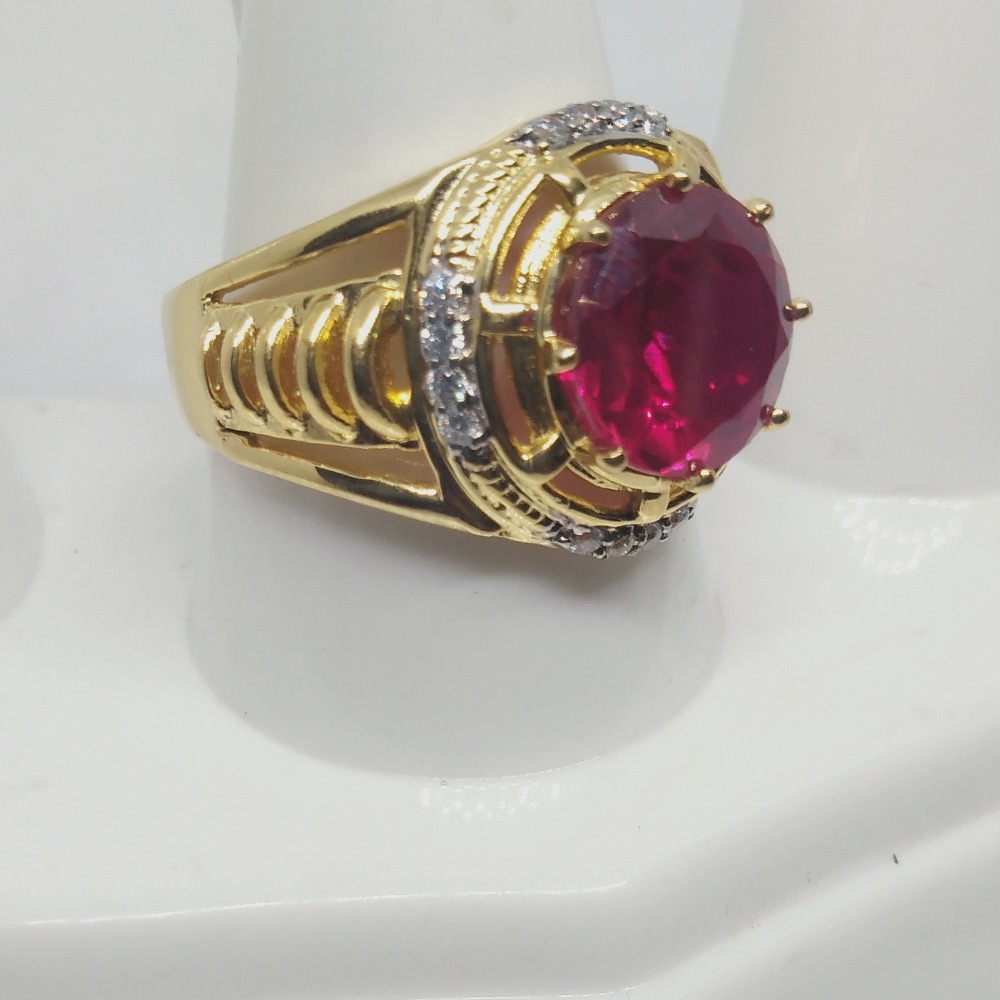 916 Gold Pink Stone Najrana Gents Ring