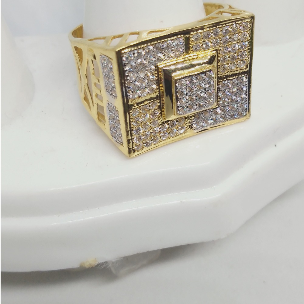 22KT Gold Square Diamond  Gents Ring