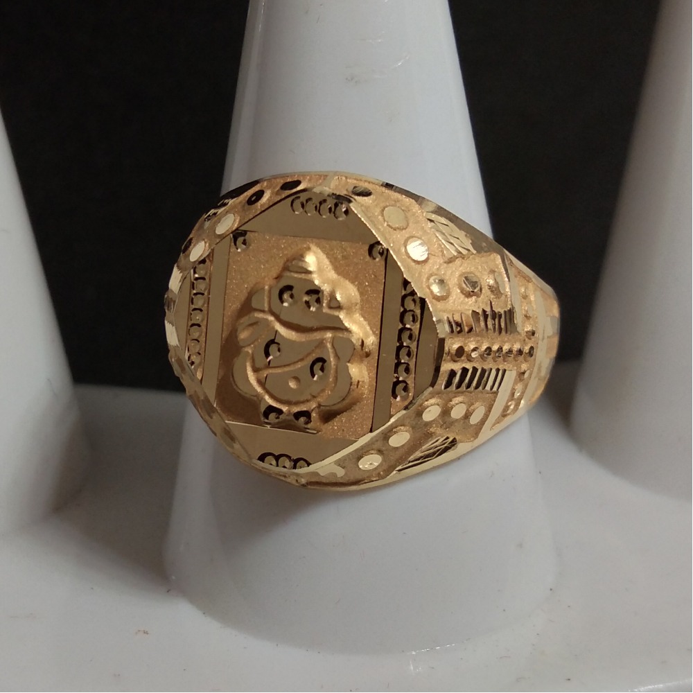 22KT Gold Antique Ganesh Design Gents Ring